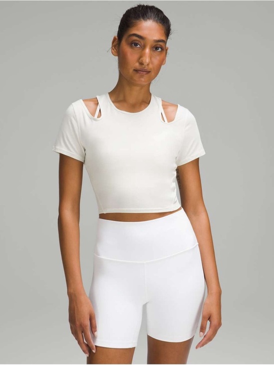 lululemon athletica Tops - NWT Lululemon Shoulder Cut Out Yoga T Shirt Bone Size 12 Activewear Athleisure